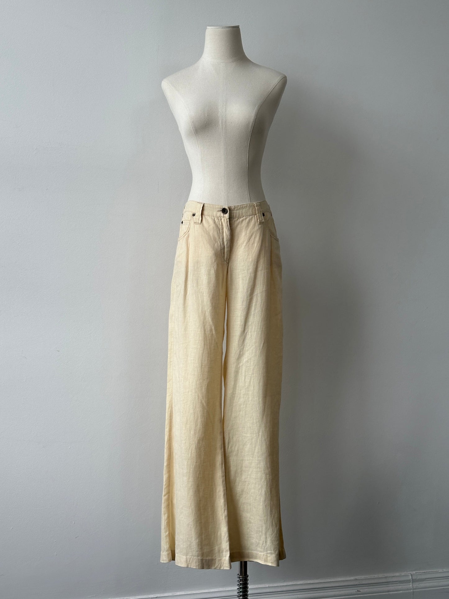 Armani Jeans 1990s Pure Linen Bootcut Leg Trousers - W30