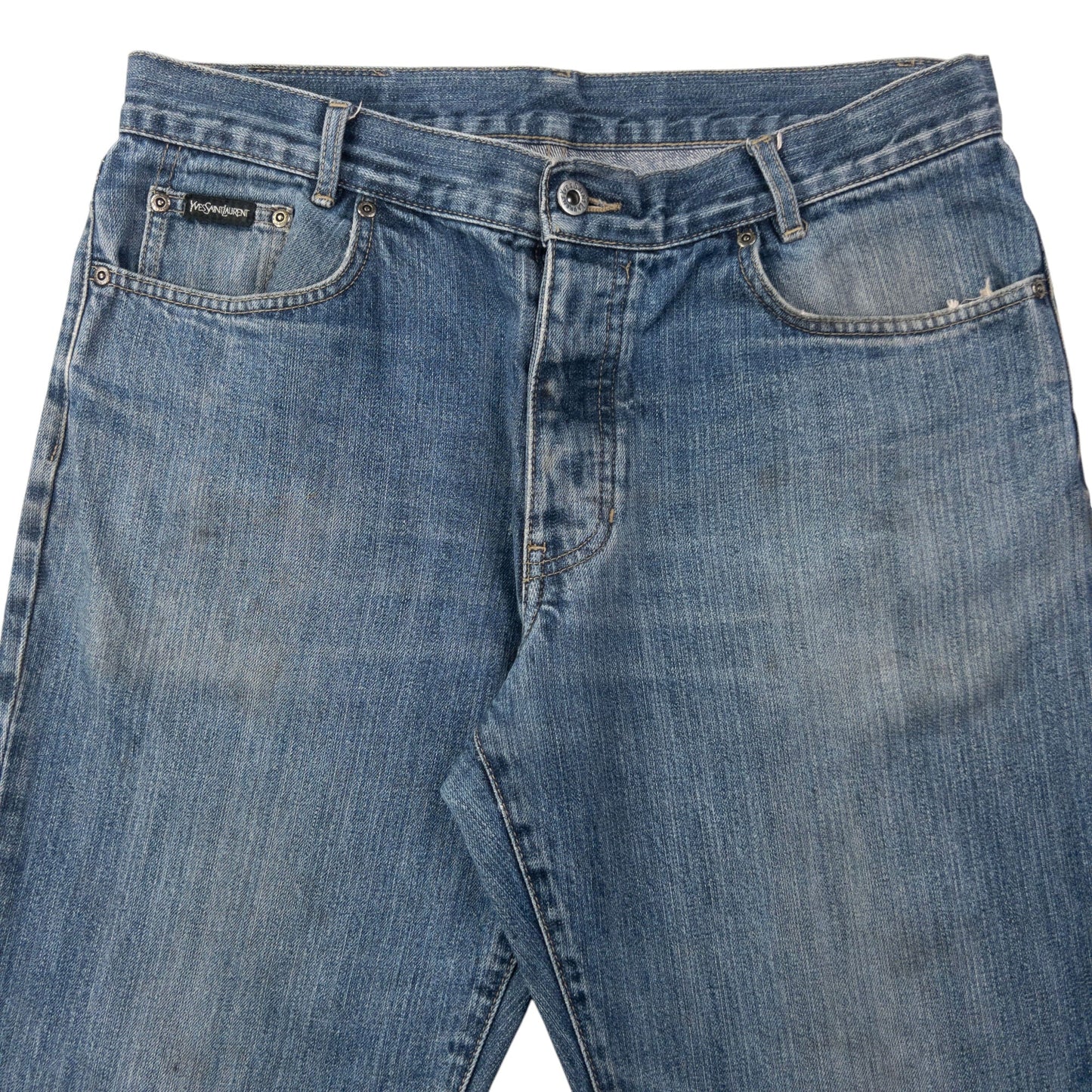 Vintage YSL Yves Saint Laurent Embroidered Denim Jeans Size W34 | W34, Blue
