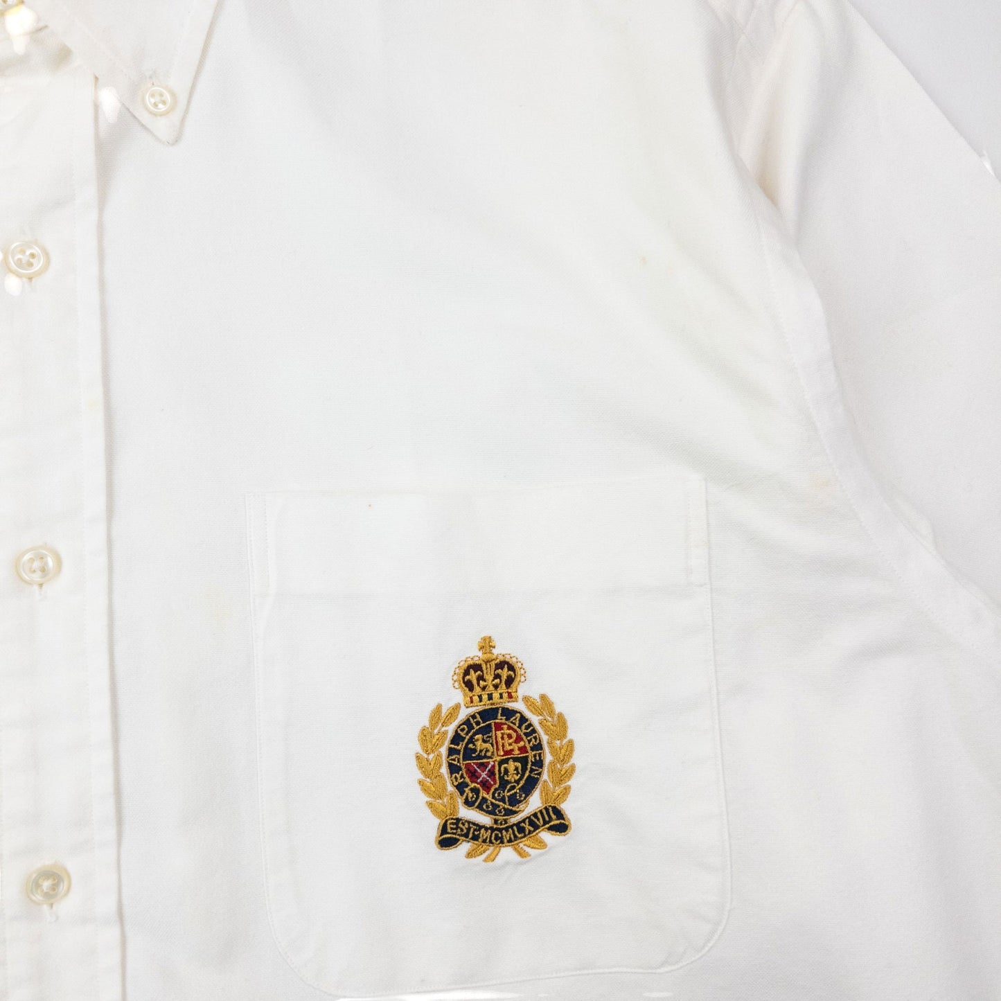 Vintage 90s Ralph Lauren Blaire Crest Long Sleeve Button Up Shirt Size L | Large, Red