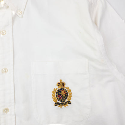 Vintage 90s Ralph Lauren Blaire Crest Long Sleeve Button Up Shirt Size L | Large, Red