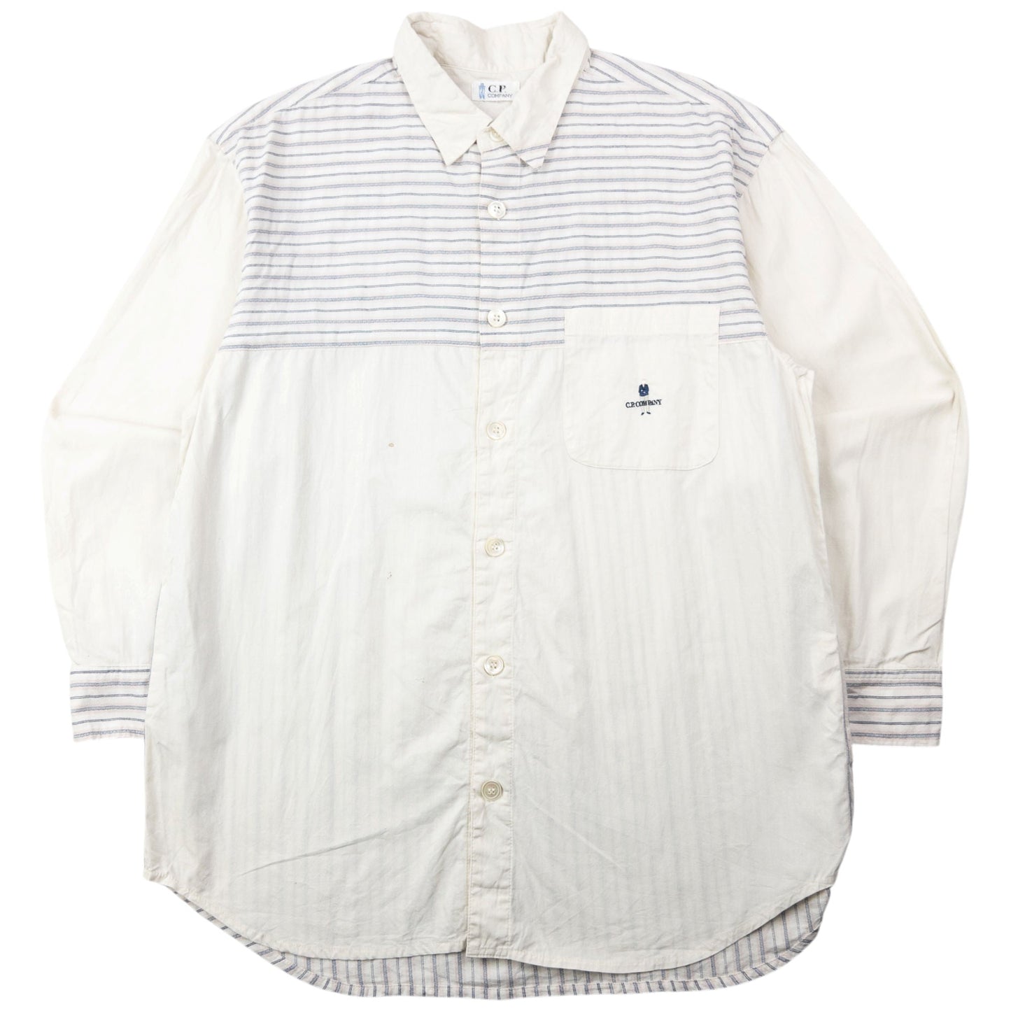 Vintage 90s CP Company Striped Long Sleeve Button Up Shirt Size S | Small, Cream