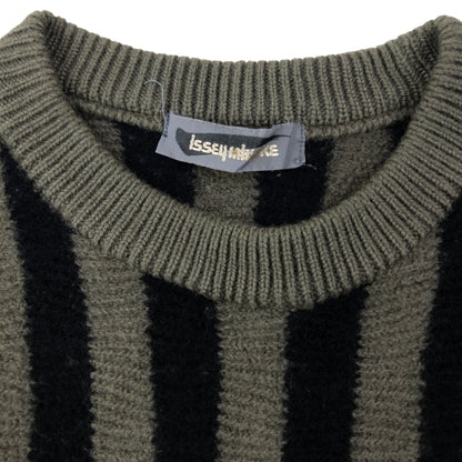 Vintage 80s Issey Miyake Striped Wool Jumper Womens Size S | Small, Black