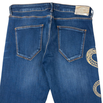 Vintage 2000s Roberto Cavalli Tribal Snake Skinny Jeans Womens Size W30 | W30, Multicoloured
