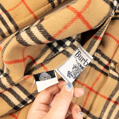 Vintage 90s Burberry Nova Check Reversible Wool Jacket Size M | Medium, Brown