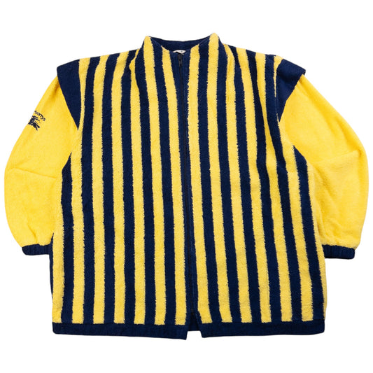 Vintage 90s Burberry Striped Terry Cloth Zip Up Jacket Size L | Large, Multicoloured