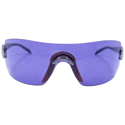 Vintage 2000s Dior By John Galliano Millennium Rimless Shield Sunglasses | O/S, Purple