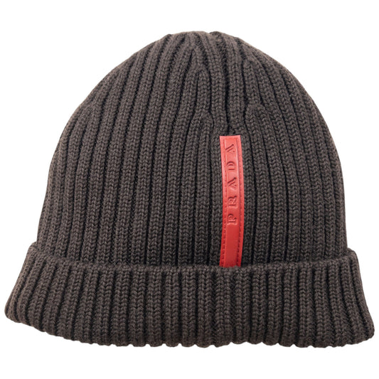 Vintage 2000s Prada Sport Ribbed Knit Beanie Hat | O/S, Brown