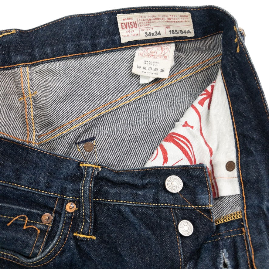 Vintage Evisu Painted Text Daicock Japanese Denim Jeans Size W33