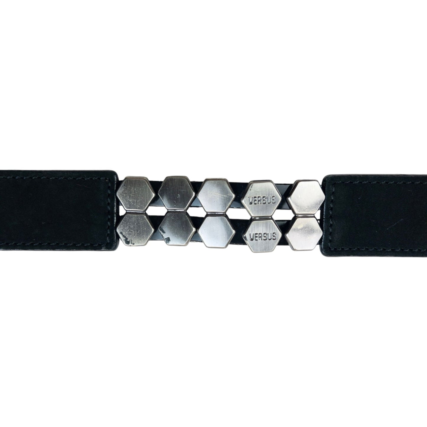 Vintage 90s Versace Versus Leather Belt Size W25 | O/S, Black