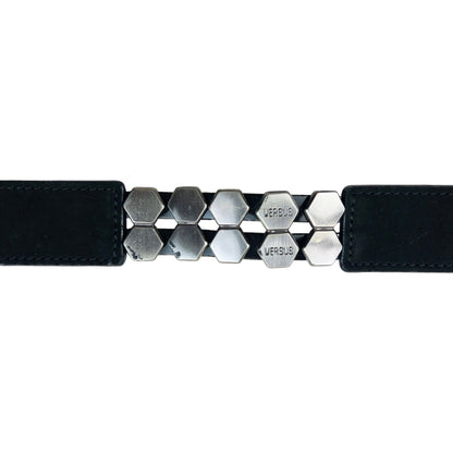 Vintage 90s Versace Versus Leather Belt Size W25 | O/S, Black