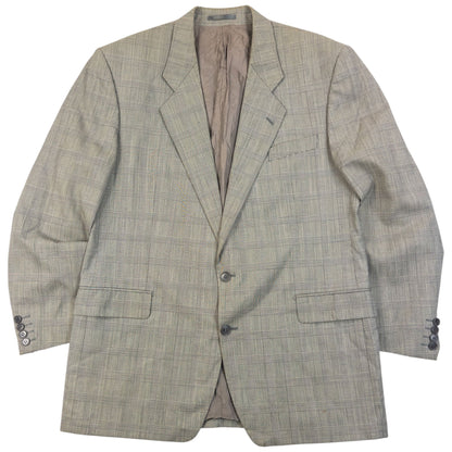 Vintage 90s YSL Yves Saint Laurent Checkered Jacket & Trousers Suit Set Size M | Medium, Grey