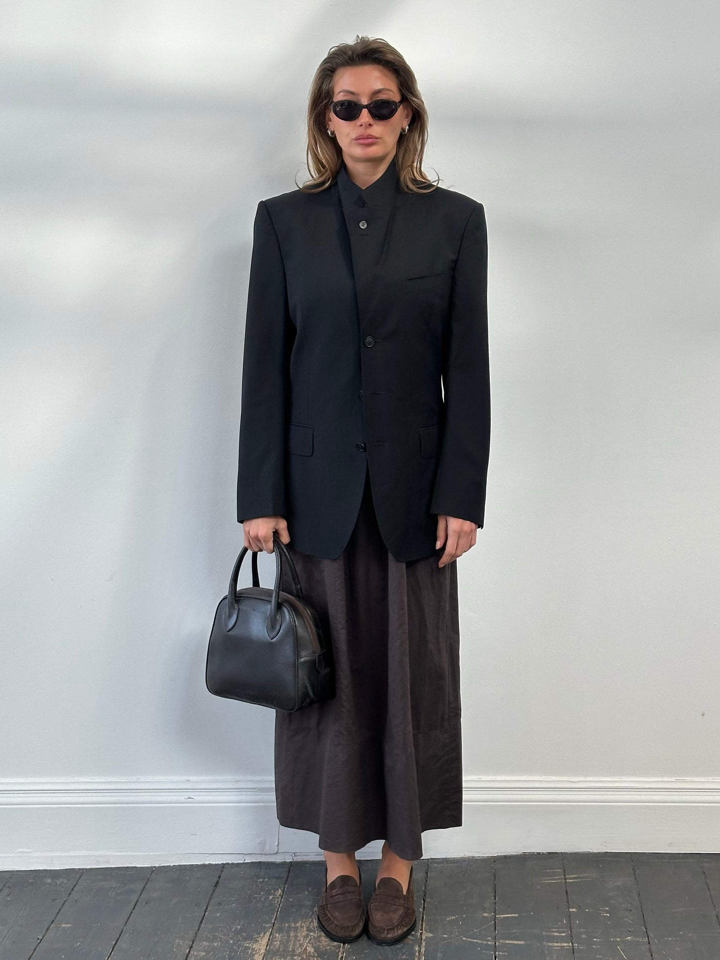 Yves Saint Laurent Rive Gauche 1990s Wool High Neck Blazer - S