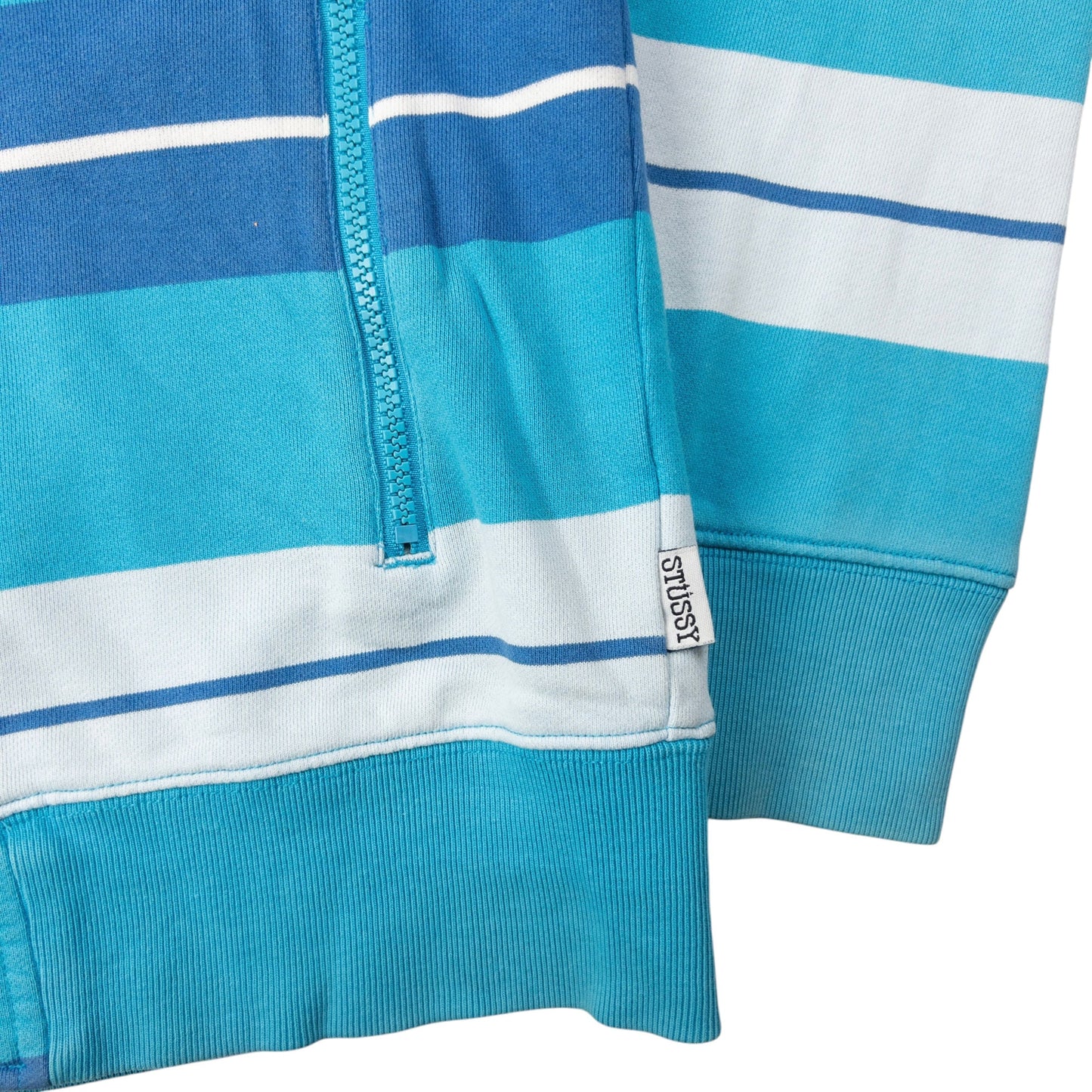 Vintage Stussy Striped Zip Up Hoodie Size M