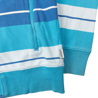 Vintage Stussy Striped Zip Up Hoodie Size M