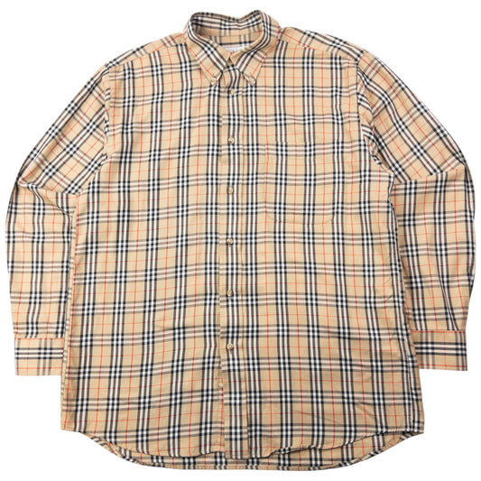 Vintage 90s Burberry Nova Check Long Sleeve Button Up Shirt Size M | Medium, Beige
