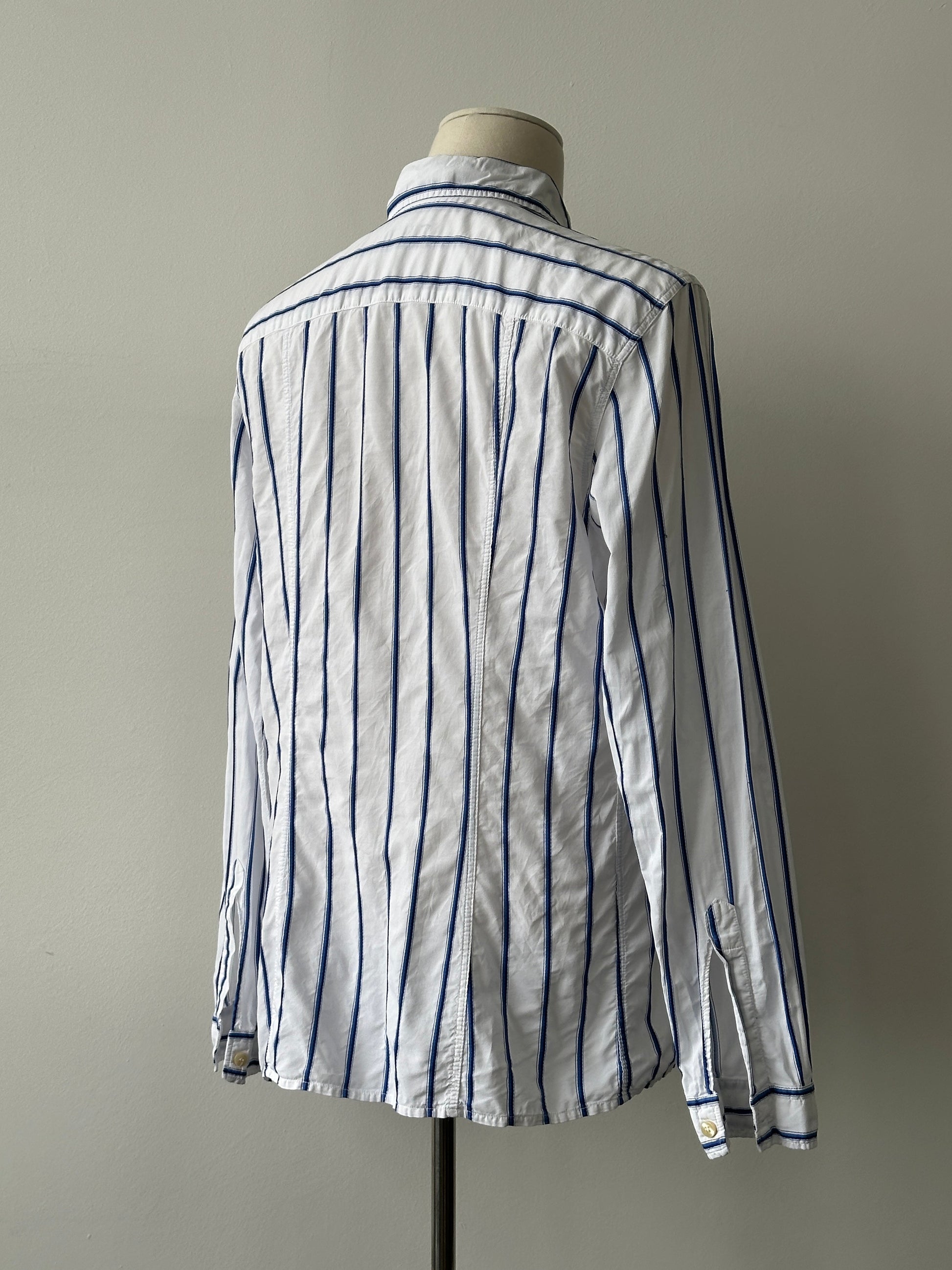 Armani Jeans 1990s Cotton Logo Striped Shirt - L