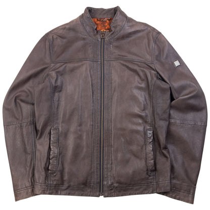 Vintage 90s Hugo Boss Zip Up Leather Jacket Size M | Medium, Brown