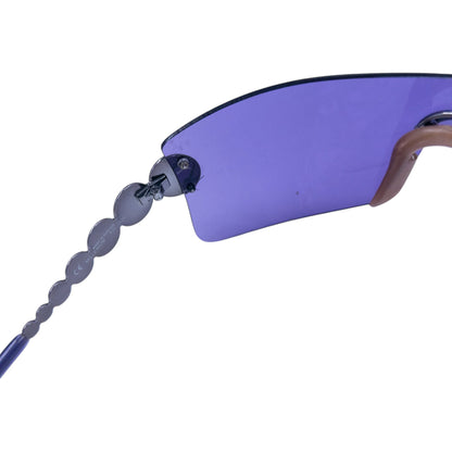 Vintage 2000s Dior By John Galliano Millennium Rimless Shield Sunglasses | O/S, Purple