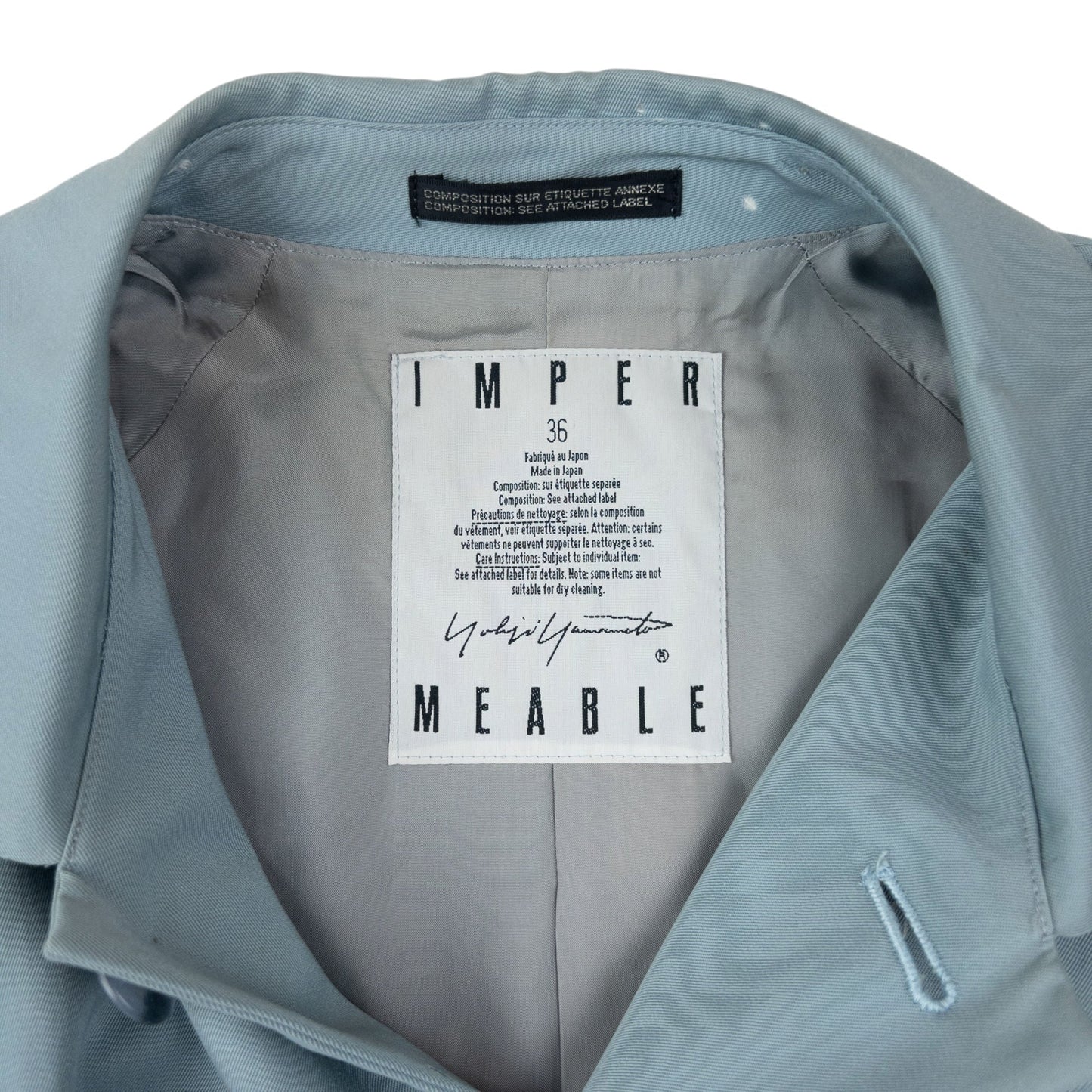 Vintage 80s Yohji Yamamoto Impermeable Belt Waist Trench Jacket Size XL | XL, Blue