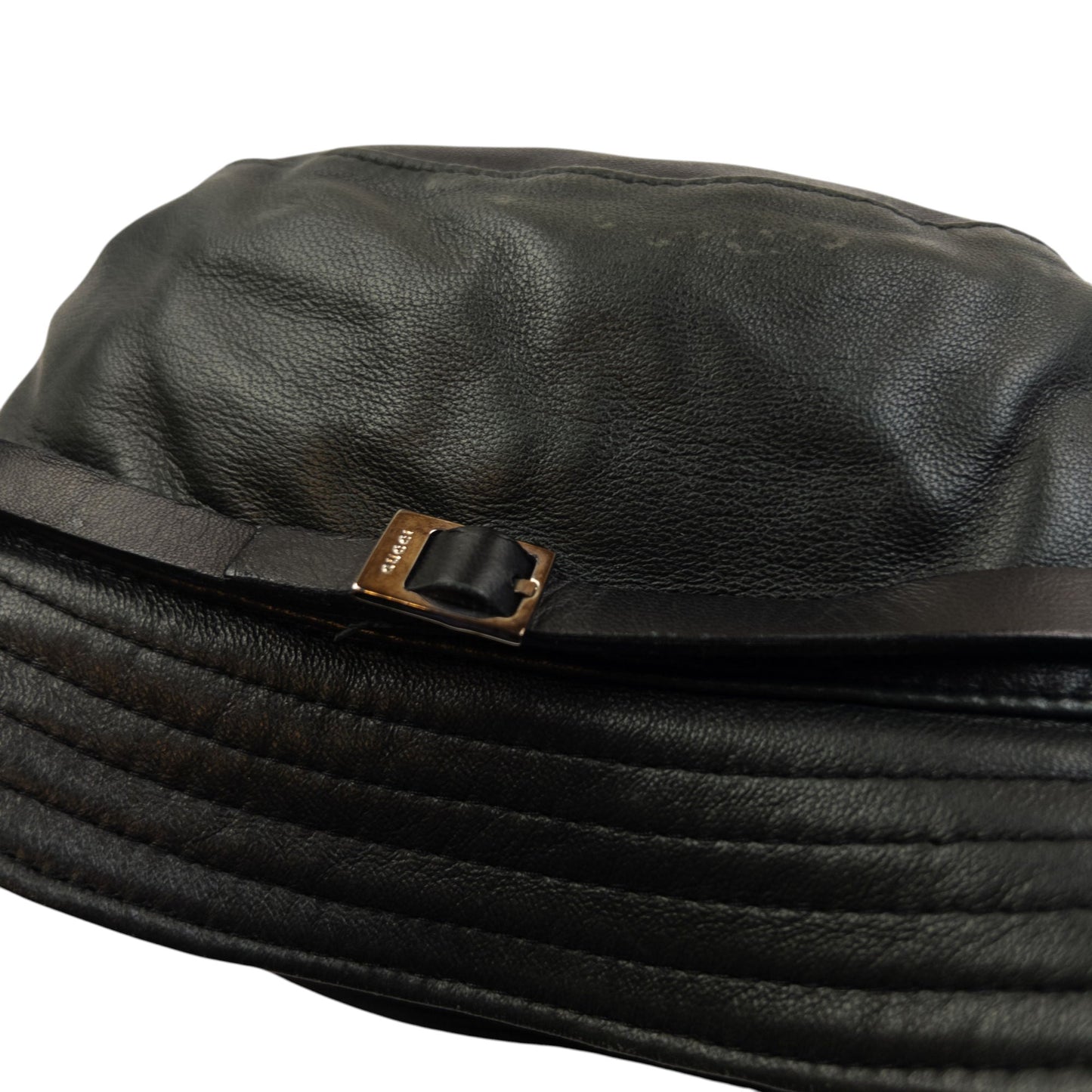 Vintage 2000s Gucci Leather Bucket Hat Size M | O/S, Black