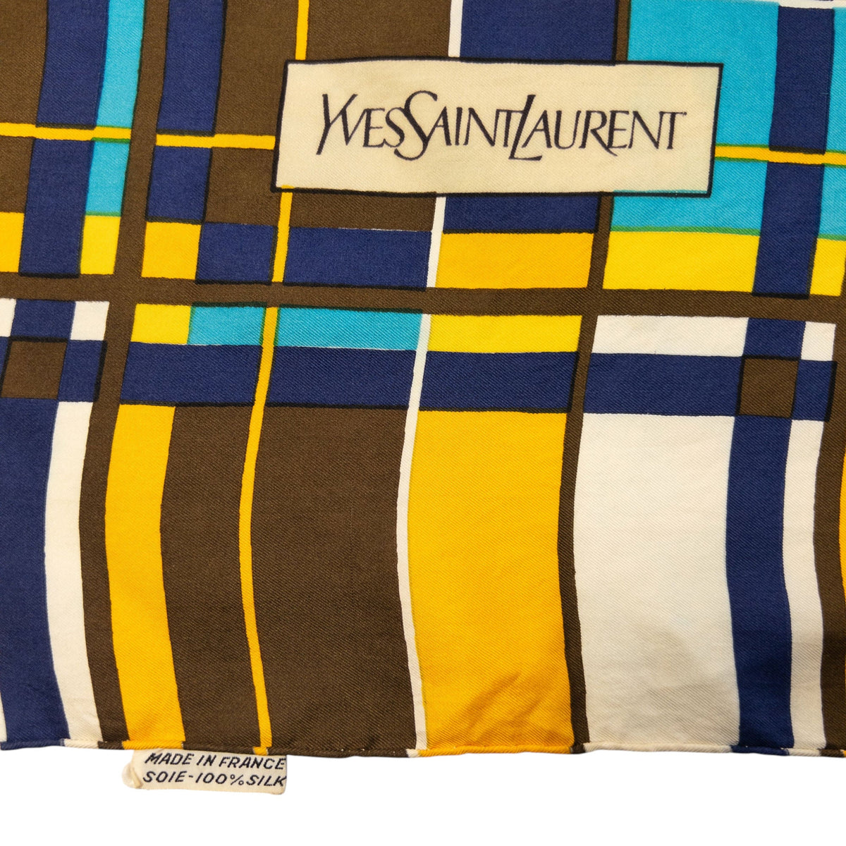 Vintage 80s YSL Yves Saint Laurent Checkered Silk Scarf | O/S, Red