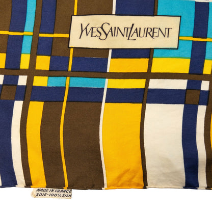Vintage 80s YSL Yves Saint Laurent Checkered Silk Scarf | O/S, Red