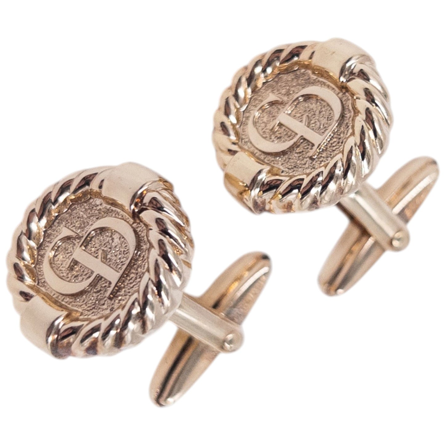 Vintage 90s Dior Embossed Cufflinks | O/S, Gold