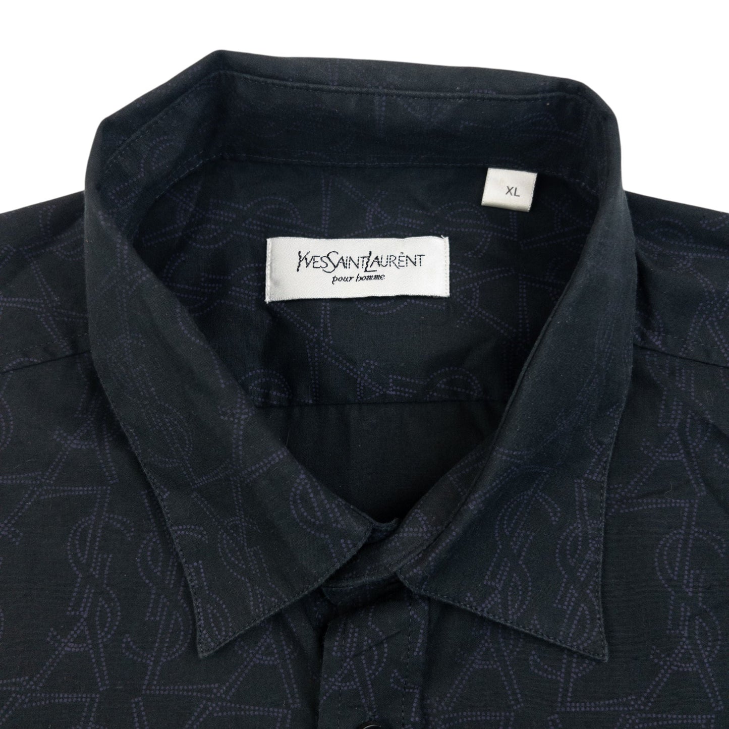 Vintage 2000s YSL Yves Saint Laurent Monogram Long Sleeve Button Up Shirt Size XL | XL, Black