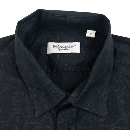 Vintage 2000s YSL Yves Saint Laurent Monogram Long Sleeve Button Up Shirt Size XL | XL, Black