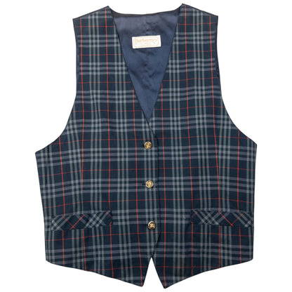 Vintage 90s Burberry Nova Check Waistcoat Womens Size S | Small, Navy