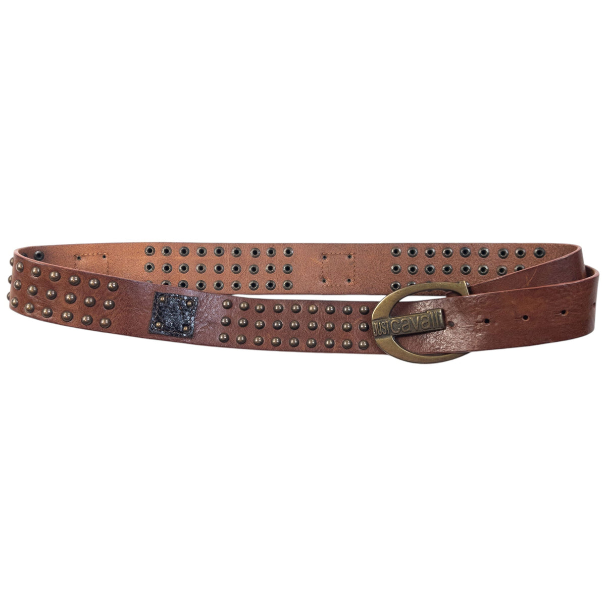 Vintage 2000s Roberto Cavalli Studded Leather Belt Size XL | O/S, Brown