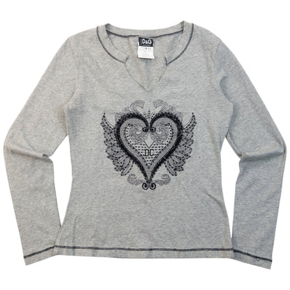 Vintage 2000s Dolce & Gabbana Embroidered Long Sleeve T Shirt Womens Size S | Small, Multicoloured