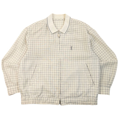 Vintage 90s YSL Yves Saint Laurent Checkered Harrington Jacket Size XS | XS, Cream