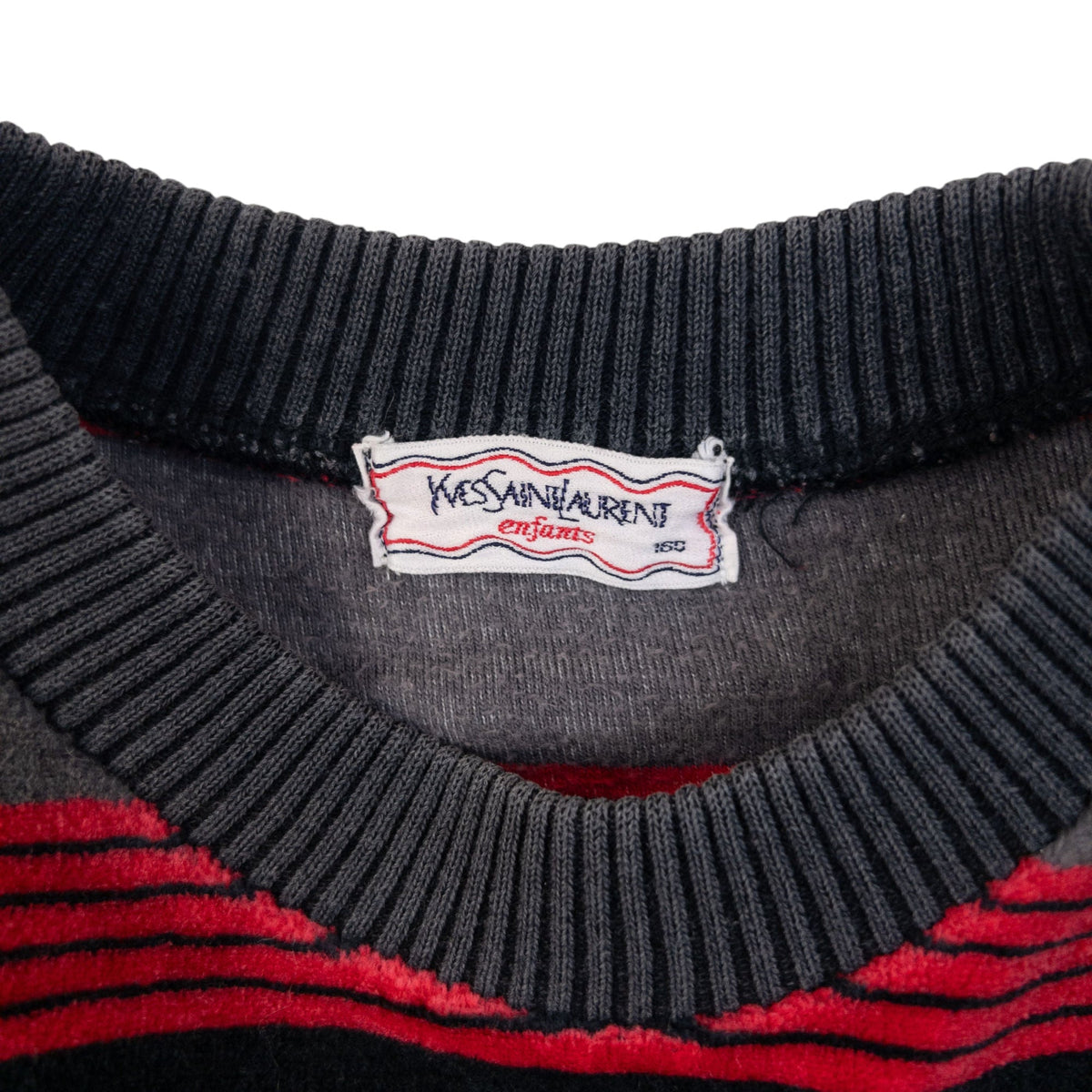 Vintage 80s YSL Yves Saint Laurent Striped Velour Sweatshirt Womens Size S | Small, Grey