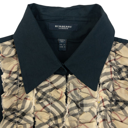 Vintage 2000s Burberry Nova Check Ruffle Front Blouse Womens Size S | Small, Beige
