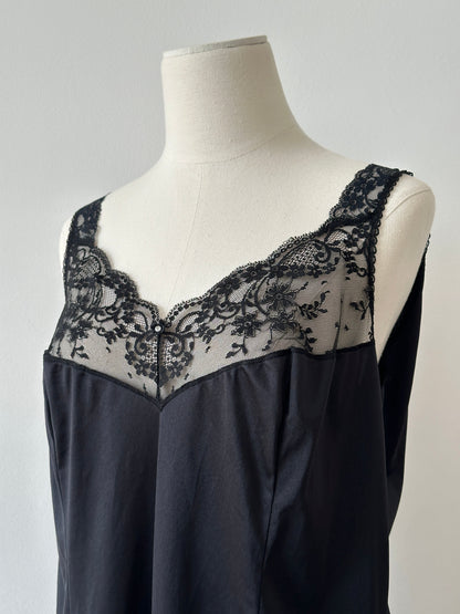 Vintage 1990s Satin Lace Midi Dress - L