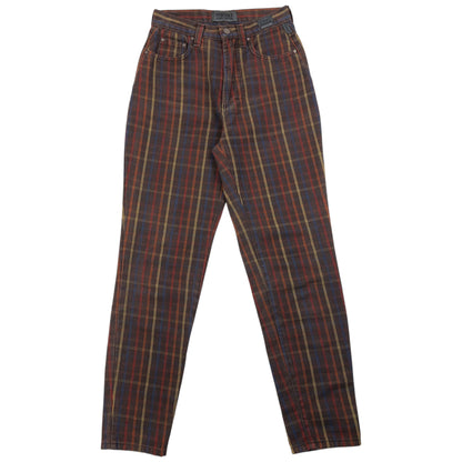 Vintage 90s Versace Jeans Couture Checkered Trousers Size W24 | W24, Brown
