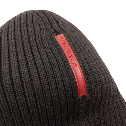 Vintage 2000s Prada Sport Ribbed Knit Beanie Hat | O/S, Brown