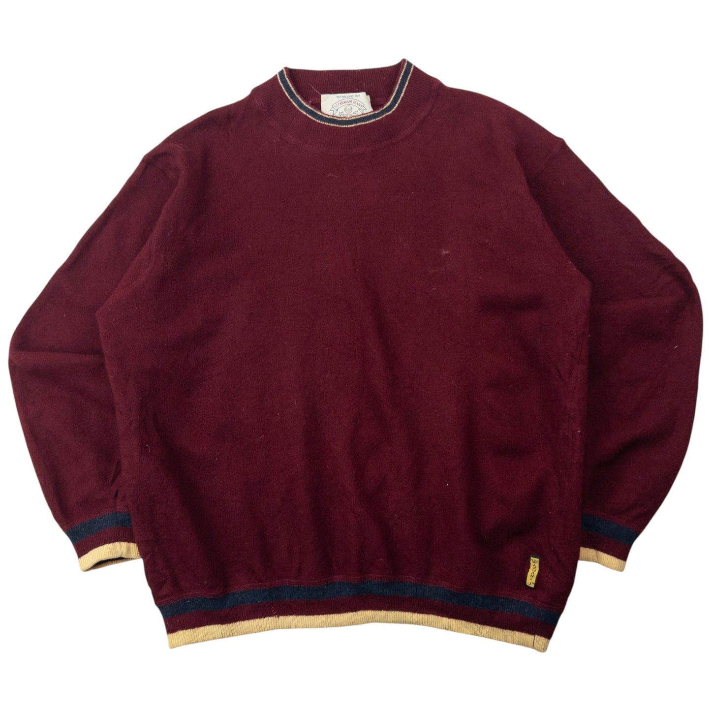 Vintage 90s Armani Jeans Wool Jumper Womens Size XS | XS, Burgundy
