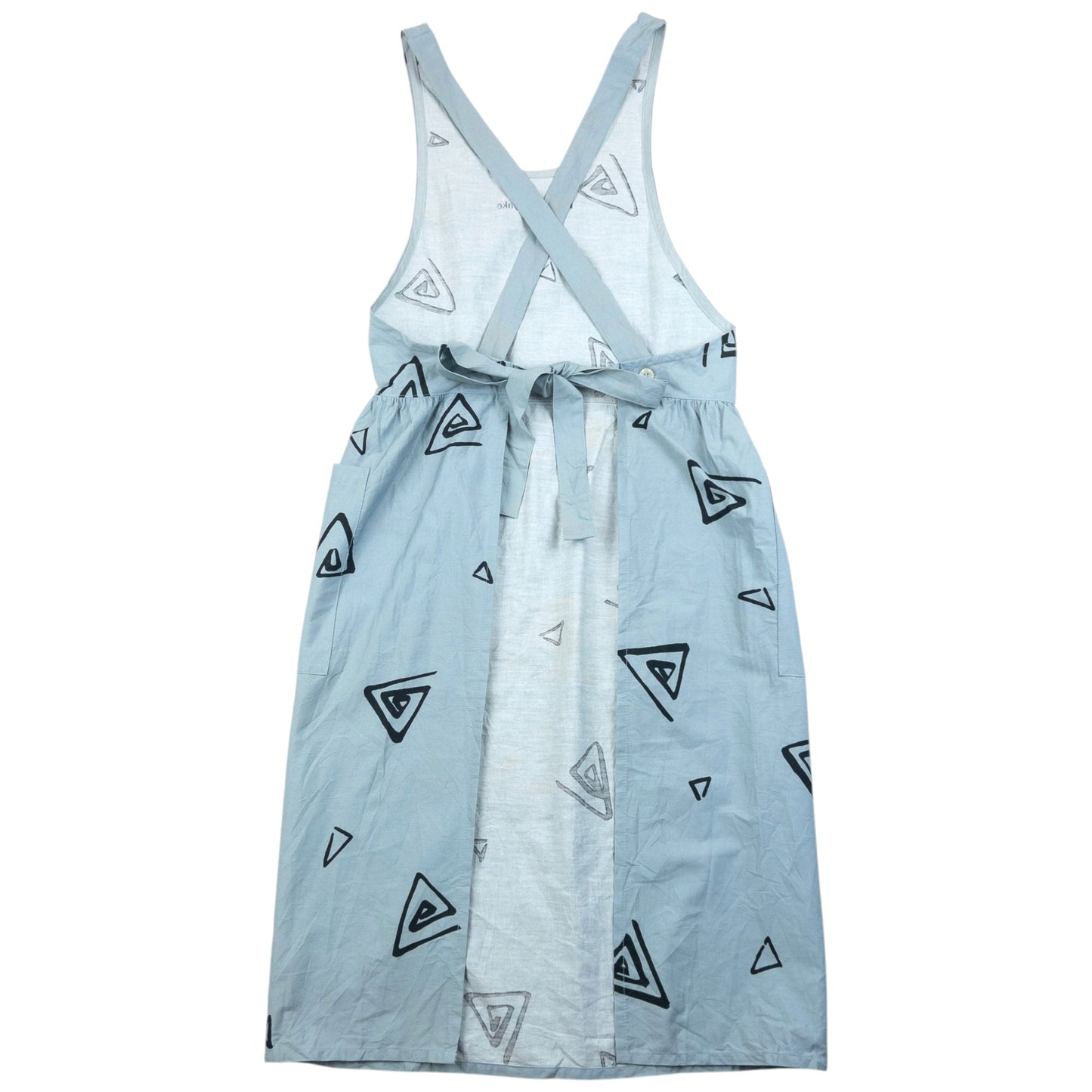 Vintage 90s Issey Miyake Triangle Print Tie Back Apron | O/S, Black