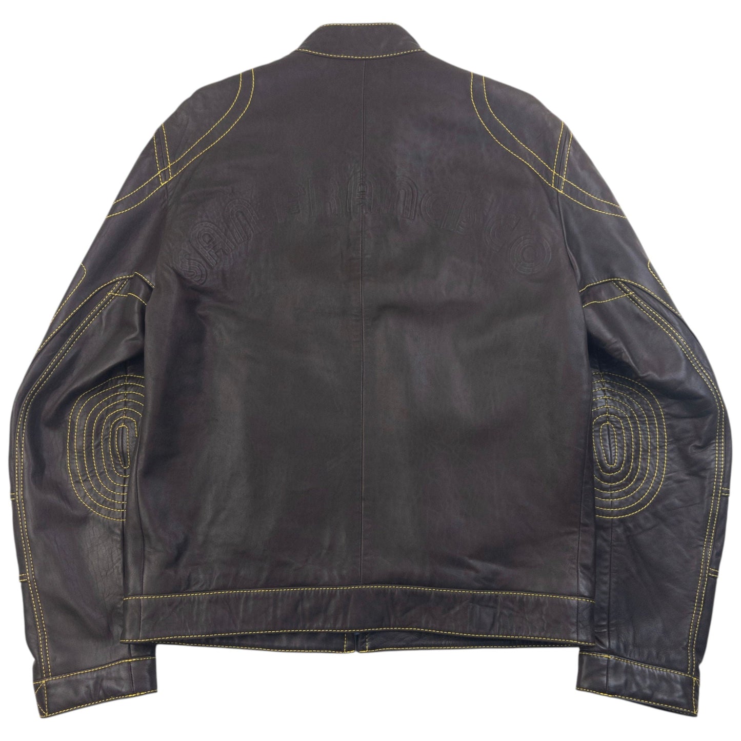 Vintage 90s Hugo Boss Contrast Stitching  Leather Jacket Size L | Large, Brown