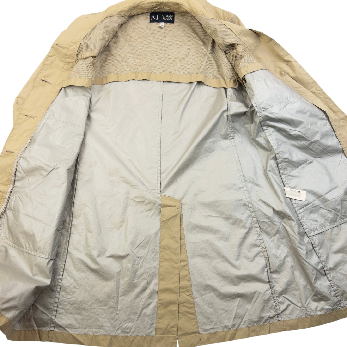 Vintage 2000s Armani Jeans Packable Rain Jacket Womens Size L | Large, Beige