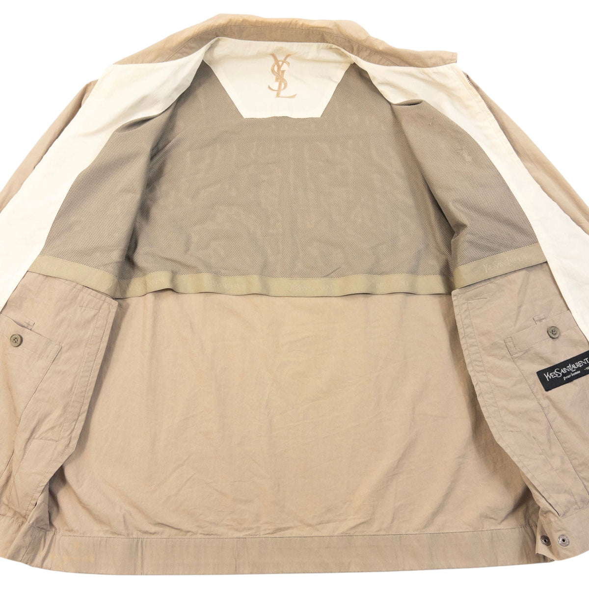 Vintage 90s YSL Yves Saint Laurent Harrington Jacket Size L | Large, Beige