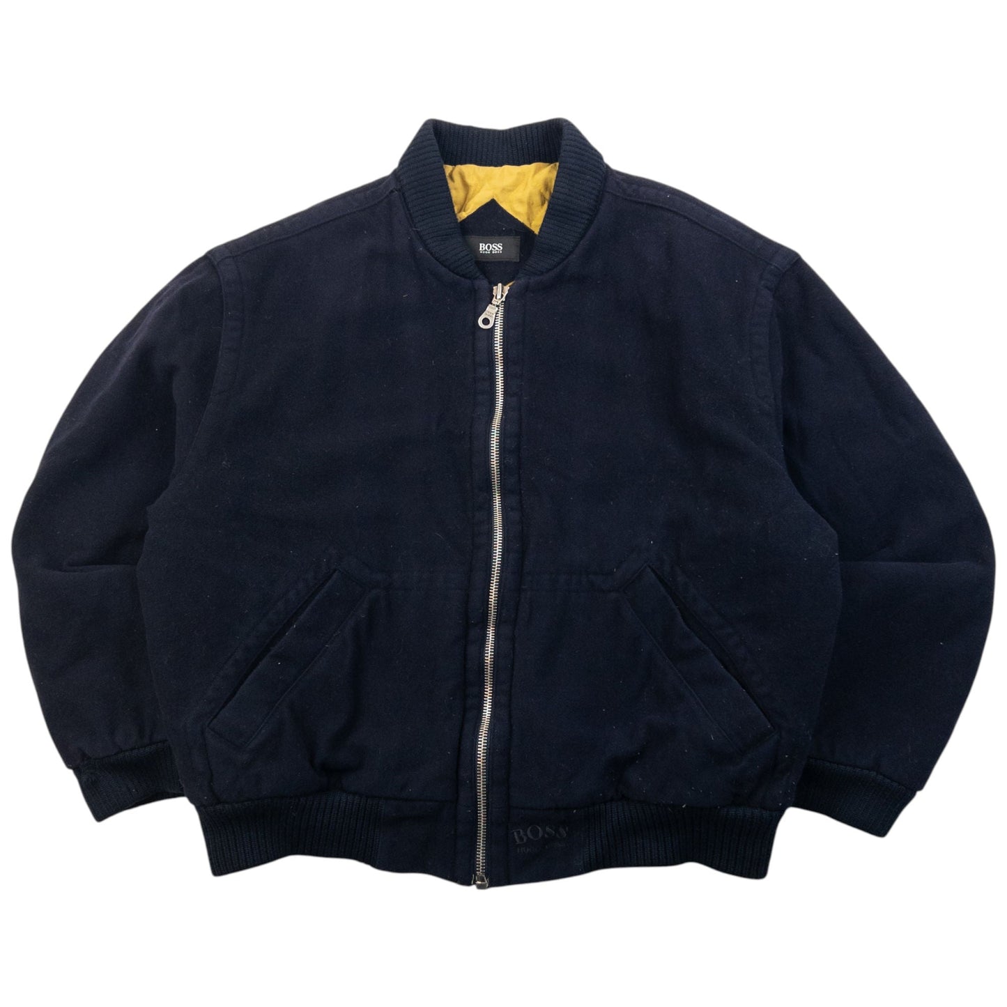 Vintage 90s Hugo Boss Cashmere Bomber Jacket Size L | Large, Navy