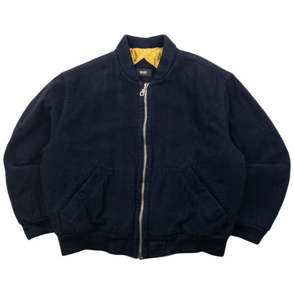 Vintage 90s Hugo Boss Cashmere Bomber Jacket Size L | Large, Navy