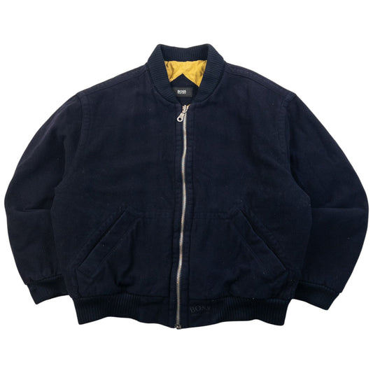 Vintage 90s Hugo Boss Cashmere Bomber Jacket Size L | Large, Navy