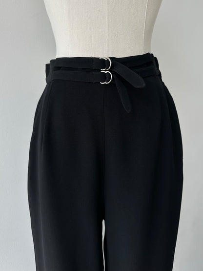 Mani 1990s Double Belt High Waist Tapered Trousers - W26