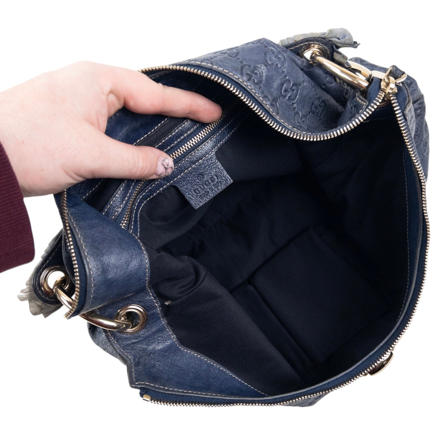 Vintage 2000s Gucci Monogram Leather Sabrina Large Hobo Shoulder Bag