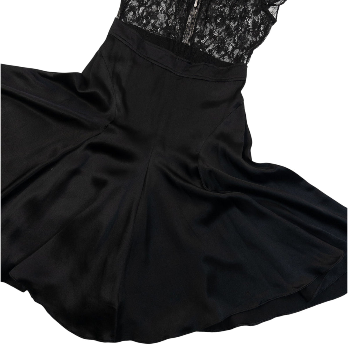 Vintage 2000s Dolce & Gabbana Lace Top Silk Dress Womens Size S | Small, Black