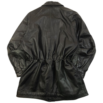 Vintage 90s Burberry Nova Check Lined Leather Jacket Size M | Medium, Black